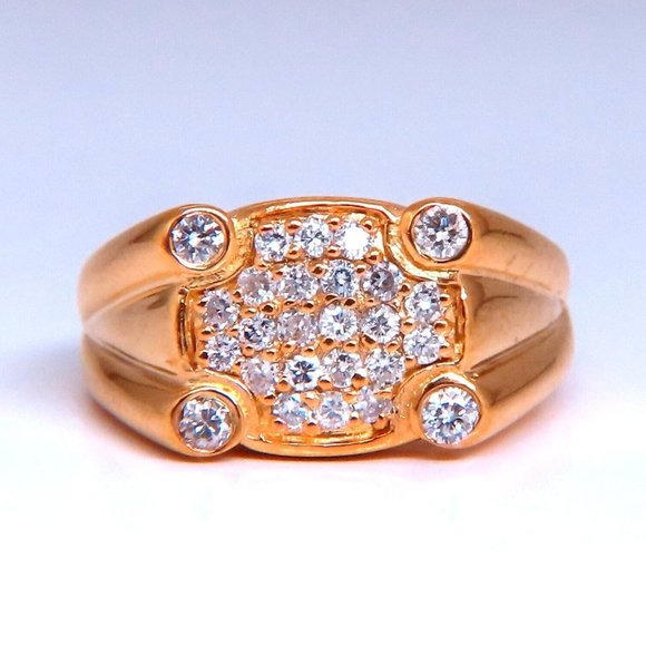 .60ct Natural Diamonds Rectangular Deck Signet Ring 18kt Gold